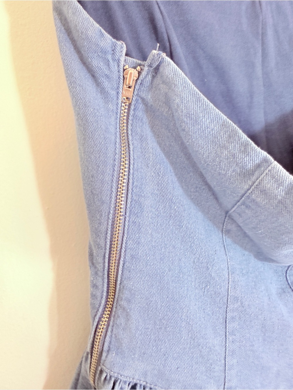 Strapless Light Blue Denim Midi Dress - Casual Summer Staple - Picture 2 of 5